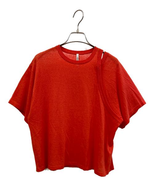 A CCORDION（アコーディオン）A CCORDION (アコーディオン) SHOULDER SLIT T SHIRTS レッド サイズ:Mの古着・服飾アイテム