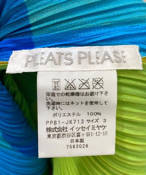 PLEATS PLEASE（プリーツプリーズ）PLEATS PLEASE (プリーツプリーズ) ノースリーブレイヤードチュニックワンピース ブルー×イエロー×グリーン サイズ:3の古着・服飾アイテム