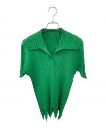 PLEATS PLEASE（プリーツプリーズ）の古着「裾デザインプリーツシャツ」｜グリーン