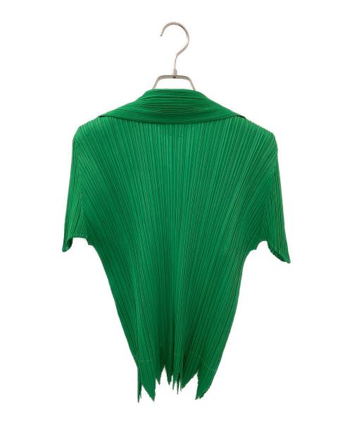 PLEATS PLEASE（プリーツプリーズ）PLEATS PLEASE (プリーツプリーズ) 裾デザインプリーツシャツ グリーン サイズ:3の古着・服飾アイテム
