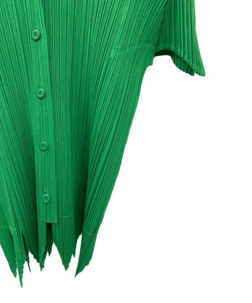 PLEATS PLEASE（プリーツプリーズ）PLEATS PLEASE (プリーツプリーズ) 裾デザインプリーツシャツ グリーン サイズ:3の古着・服飾アイテム