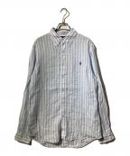 POLO RALPH LAURENポロ・ラルフローレン）の古着「カスタム フィット ストライプド リネン シャツ/長袖リネンシャツ」｜ブルー×ホワイト