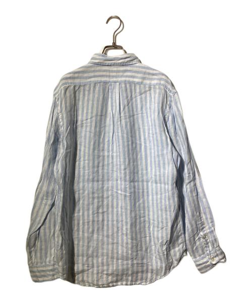POLO RALPH LAUREN（ポロ・ラルフローレン）POLO RALPH LAUREN (ポロ・ラルフローレン) カスタム フィット ストライプド リネン シャツ/長袖リネンシャツ ブルー×ホワイト サイズ:Mの古着・服飾アイテム
