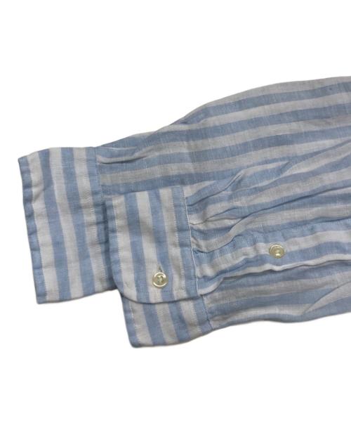 POLO RALPH LAUREN（ポロ・ラルフローレン）POLO RALPH LAUREN (ポロ・ラルフローレン) カスタム フィット ストライプド リネン シャツ/長袖リネンシャツ ブルー×ホワイト サイズ:Mの古着・服飾アイテム