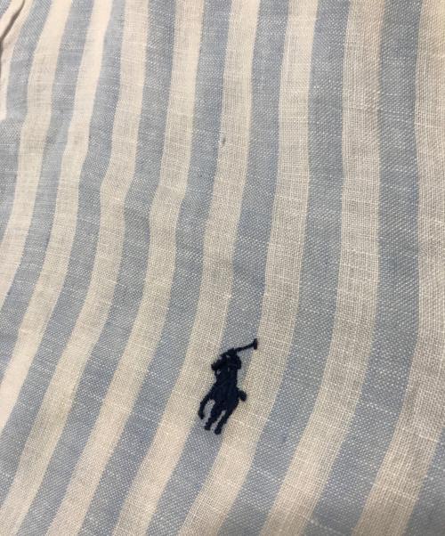POLO RALPH LAUREN（ポロ・ラルフローレン）POLO RALPH LAUREN (ポロ・ラルフローレン) カスタム フィット ストライプド リネン シャツ/長袖リネンシャツ ブルー×ホワイト サイズ:Mの古着・服飾アイテム
