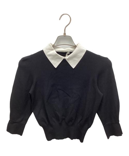 ESTNATION（エストネーション）ESTNATION (エストネーション) 衿付きミドルスリーブニット ブラック サイズ:Ｆの古着・服飾アイテム