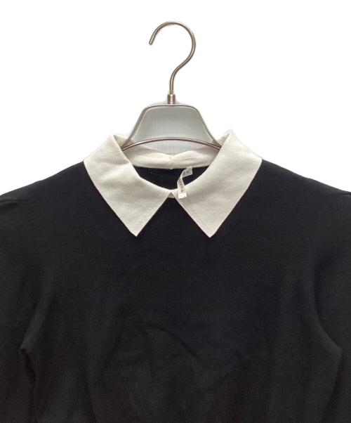 ESTNATION（エストネーション）ESTNATION (エストネーション) 衿付きミドルスリーブニット ブラック サイズ:Ｆの古着・服飾アイテム