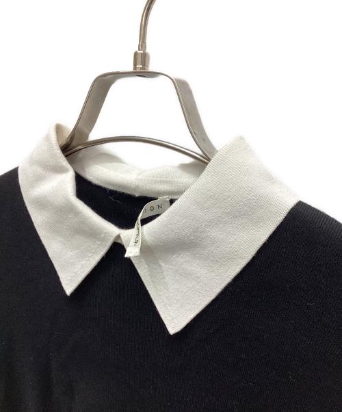 ESTNATION（エストネーション）ESTNATION (エストネーション) 衿付きミドルスリーブニット ブラック サイズ:Ｆの古着・服飾アイテム