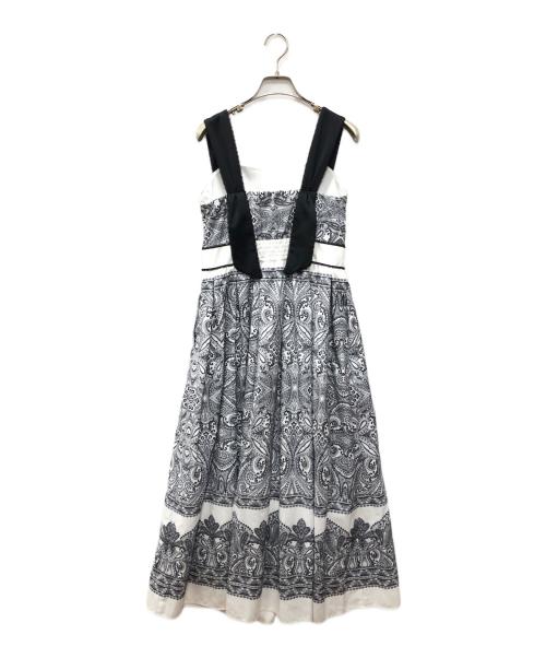 HER LIP TO（ハーリップトゥ）HER LIP TO (ハーリップトゥ) Marbella Panel Printed Dress ホワイト×ブラック サイズ:SIZE Sの古着・服飾アイテム