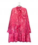 COMME des GARCONS HOMME PLUSコムデギャルソンオムプリュス）の古着「総柄 フリル ロングスリーブ シャツ」｜ショッキングピンク