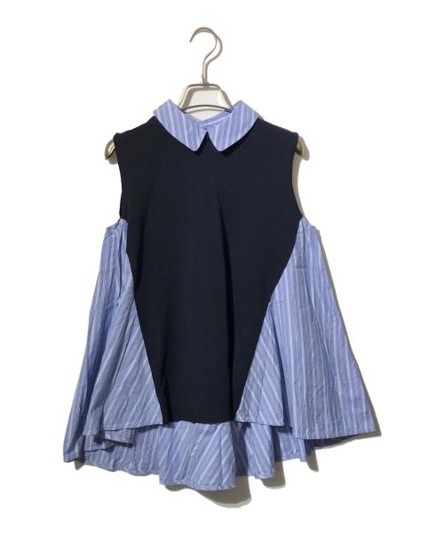 UNITED ARROWS（ユナイテッドアローズ）UNITED ARROWS (ユナイテッドアローズ) コンビネーションノースリーブ ニットトップス ネイビー サイズ:freeの古着・服飾アイテム