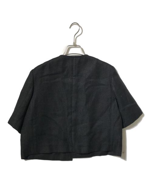 SHIPS（シップス）SHIPS (シップス) MANTECO 麻混 半袖 ショート ジャケット ブラック サイズ:36の古着・服飾アイテム
