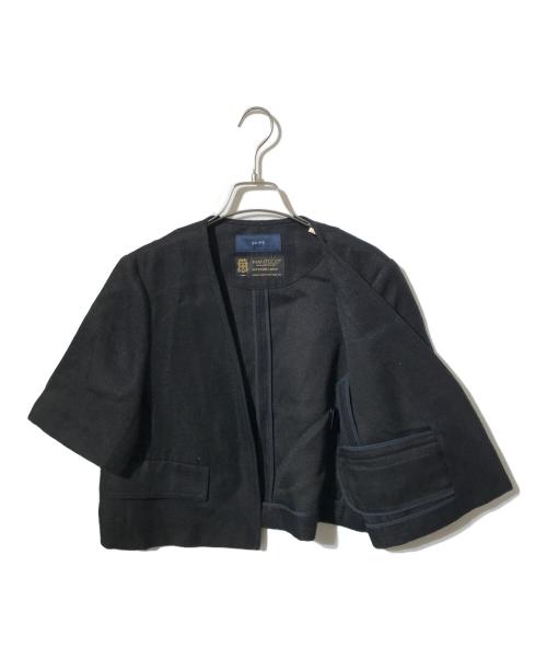 SHIPS（シップス）SHIPS (シップス) MANTECO 麻混 半袖 ショート ジャケット ブラック サイズ:36の古着・服飾アイテム