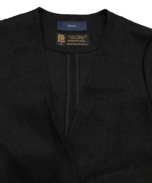 SHIPS（シップス）SHIPS (シップス) MANTECO 麻混 半袖 ショート ジャケット ブラック サイズ:36の古着・服飾アイテム