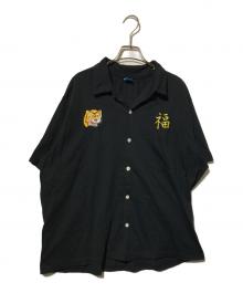 good on（グッドオン）の古着「虎福 刺繍ショートスリーブオープンTシャツ/黒シャツ」｜ブラック