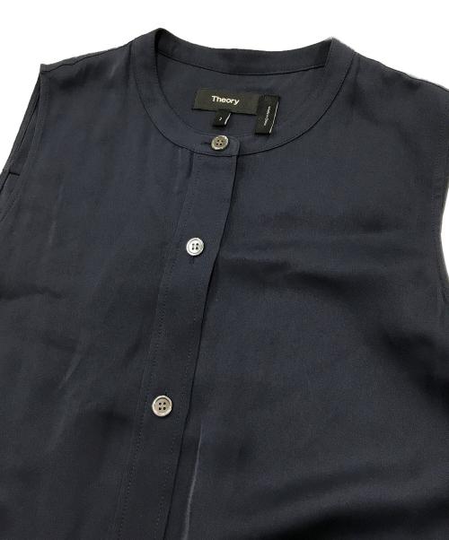 theory（セオリー）theory (セオリー) シルクノースリーブシャツワンピース ネイビー サイズ:2の古着・服飾アイテム