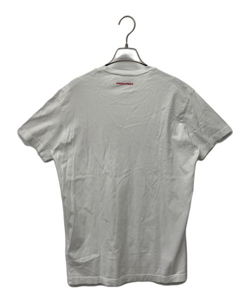 DSQUARED2（ディースクエアード）DSQUARED2 (ディースクエアード) ICON Reflex Tee ホワイト×レッド サイズ:Mの古着・服飾アイテム