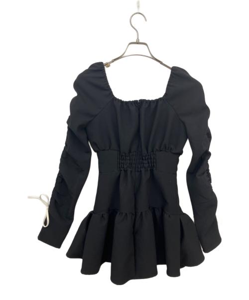 darich（ダーリッチ）darich (ダーリッチ) スクエアネックギャザーミニワンピース ブラック サイズ:FREEの古着・服飾アイテム