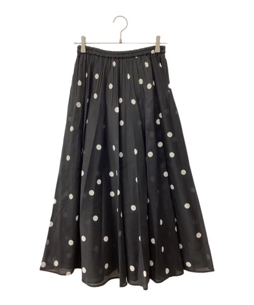 UNITED ARROWS（ユナイテッドアローズ）UNITED ARROWS (ユナイテッドアローズ) オーガンジープリントプリーツスカート ブラック サイズ:Fの古着・服飾アイテム