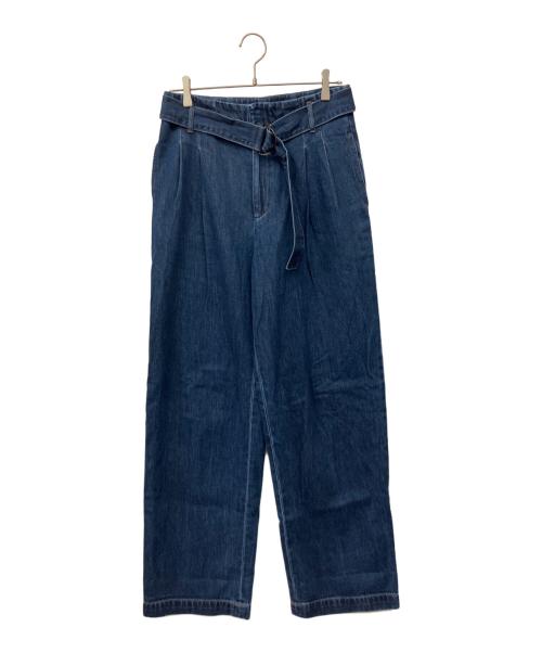 POLO RALPH LAUREN（ポロ・ラルフローレン）POLO RALPH LAUREN (ポロ・ラルフローレン) ベルテッドプリーテッドワイドレッグデニム インディゴ サイズ:4の古着・服飾アイテム