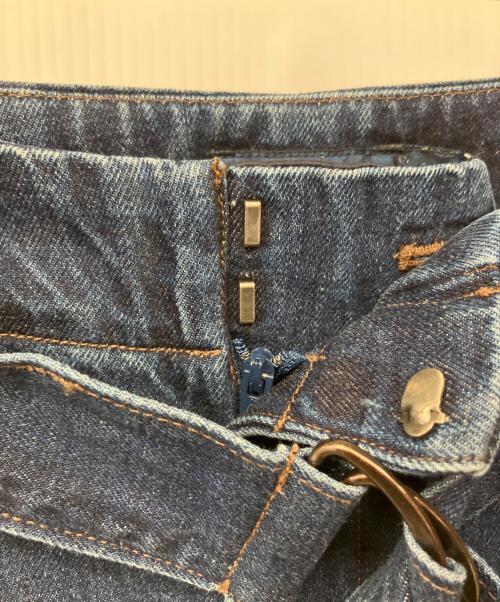 POLO RALPH LAUREN（ポロ・ラルフローレン）POLO RALPH LAUREN (ポロ・ラルフローレン) ベルテッドプリーテッドワイドレッグデニム インディゴ サイズ:4の古着・服飾アイテム