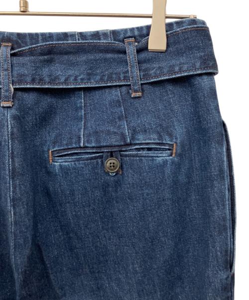 POLO RALPH LAUREN（ポロ・ラルフローレン）POLO RALPH LAUREN (ポロ・ラルフローレン) ベルテッドプリーテッドワイドレッグデニム インディゴ サイズ:4の古着・服飾アイテム