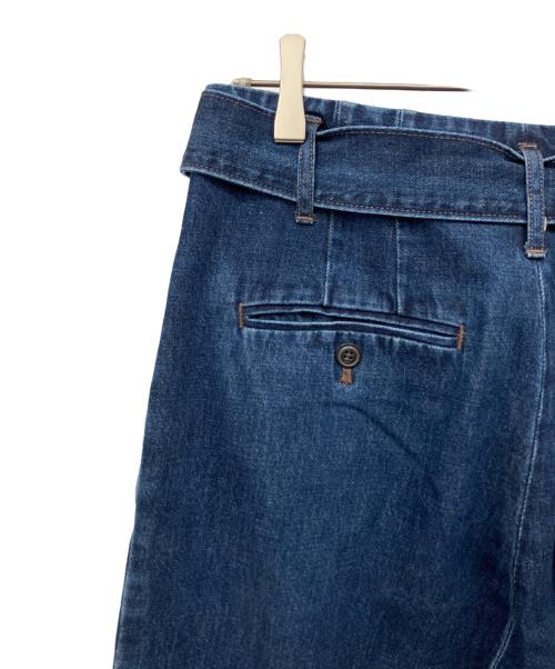 POLO RALPH LAUREN（ポロ・ラルフローレン）POLO RALPH LAUREN (ポロ・ラルフローレン) ベルテッドプリーテッドワイドレッグデニム インディゴ サイズ:4の古着・服飾アイテム
