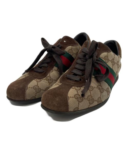 GUCCI（グッチ）GUCCI (グッチ) GGキャンバスローカットスニーカー ブラウン サイズ:36の古着・服飾アイテム