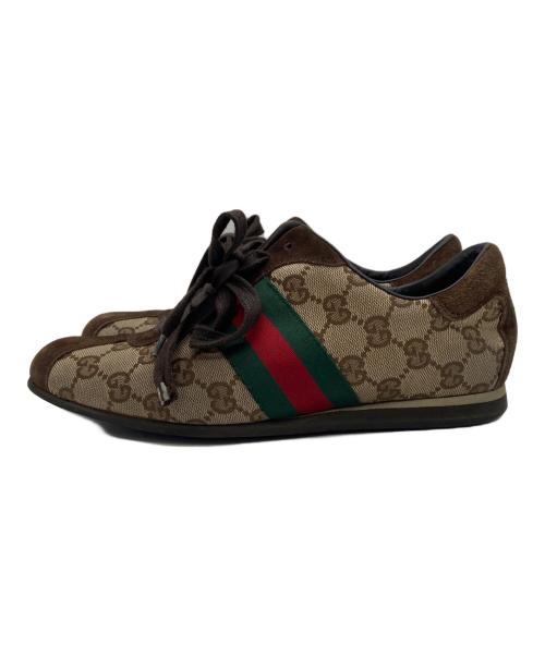 GUCCI（グッチ）GUCCI (グッチ) GGキャンバスローカットスニーカー ブラウン サイズ:36の古着・服飾アイテム