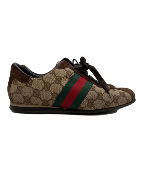 GUCCI（グッチ）GUCCI (グッチ) GGキャンバスローカットスニーカー ブラウン サイズ:36の古着・服飾アイテム