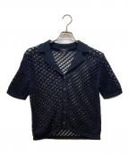 theoryセオリー）の古着「ニットシャツ/Sheen Cotton Camp Collar Shirt」｜ブラック