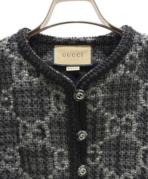 GUCCI（グッチ）GUCCI (グッチ) GG Tweed Jacket/GG ツイードジャケット/761164 ZAPA4 グレー サイズ:38の古着・服飾アイテム