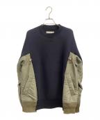 sacaiサカイ）の古着「Sponge Sweat x Nylon Twill Pullover」｜カーキ×ネイビー