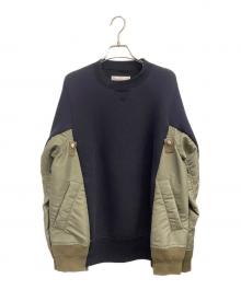 sacai（サカイ）の古着「Sponge Sweat x Nylon Twill Pullover」｜カーキ×ネイビー