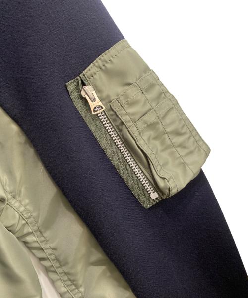 sacai（サカイ）sacai (サカイ) Sponge Sweat x Nylon Twill Pullover カーキ×ネイビー サイズ:1の古着・服飾アイテム