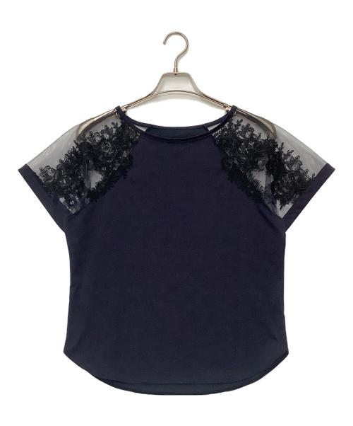 Yue（ユエ）Yue (ユエ) レース切り替えTシャツ ネイビー サイズ:Mの古着・服飾アイテム