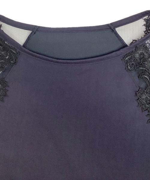 Yue（ユエ）Yue (ユエ) レース切り替えTシャツ ネイビー サイズ:Mの古着・服飾アイテム