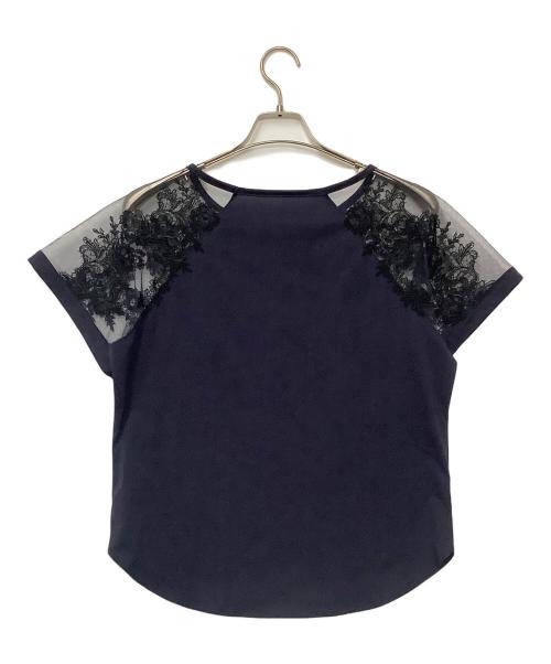 Yue（ユエ）Yue (ユエ) レース切り替えTシャツ ネイビー サイズ:Mの古着・服飾アイテム