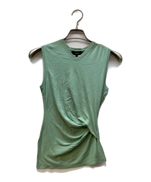 theory（セオリー）theory (セオリー) Soft Rib Vneck Cutout Top グリーン サイズ:Pの古着・服飾アイテム