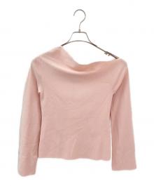 theory（セオリー）の古着「WOOSTER CREPE KNIT ASYMMETRIC LS」｜ピンク