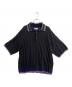 MAISON SPECIAL（メゾンスペシャル）の古着「Layered Collar Line Geometric Prime-Over Short Sleeve Knit Polo Shirt」｜ブラック