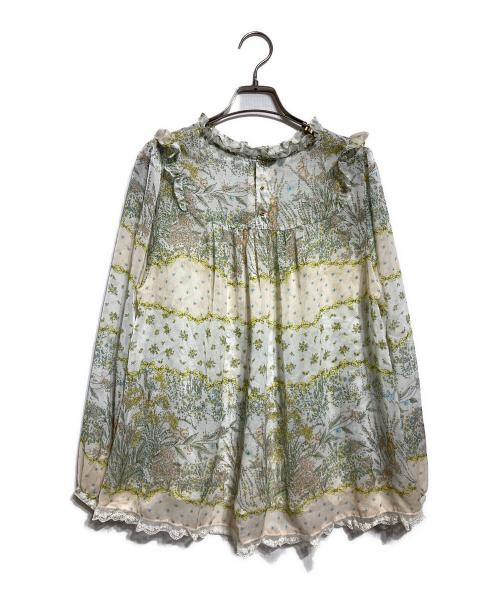 yukiemon（ユキエモン）yukiemon (ユキエモン) リボンボーダーブラウス/Ribbon-detail striped blouse アイボリー サイズ:Mの古着・服飾アイテム