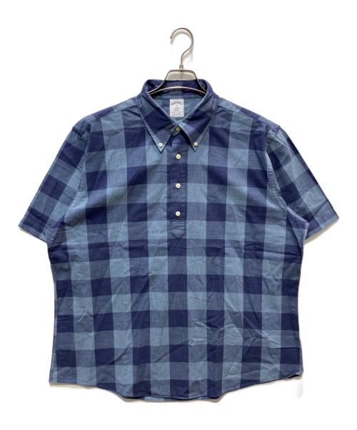 BROOKS BROTHERS（ブルックスブラザーズ）BROOKS BROTHERS (ブルックスブラザーズ) 半袖プルオーバーシャツ ブルー×ネイビー サイズ:XLの古着・服飾アイテム