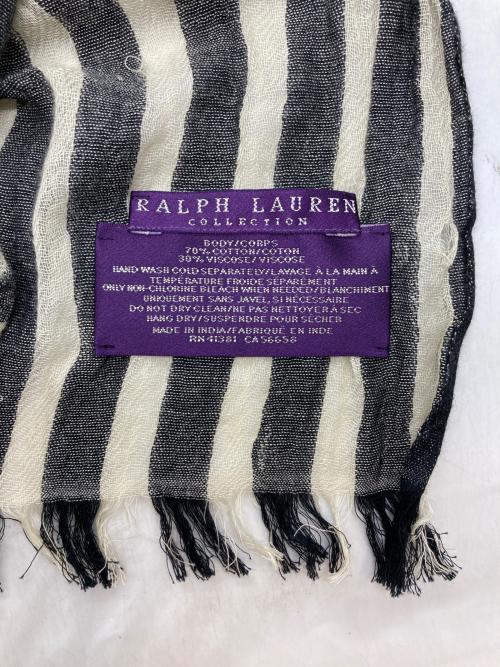 RALPH LAUREN COLLECTION（ラルフローレンコレクション）RALPH LAUREN COLLECTION (ラルフローレンコレクション) ストール ホワイト×ブラックの古着・服飾アイテム