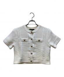 maje（マージュ）の古着「Short-sleeved knit cardigan」｜ホワイト