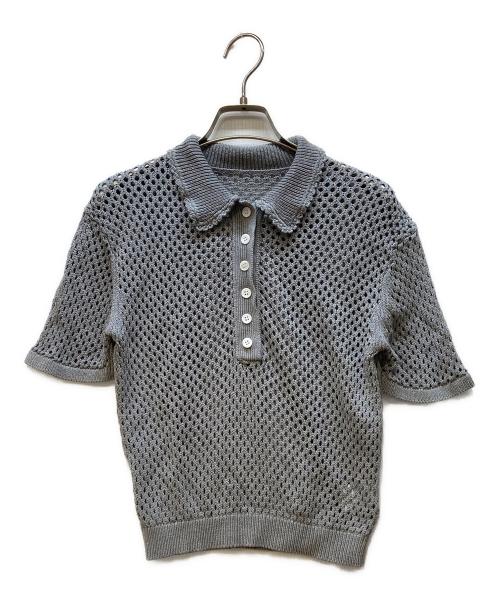 cygne（シーニュ）cygne (シーニュ) ネット編みポロニット グレー サイズ:FREEの古着・服飾アイテム