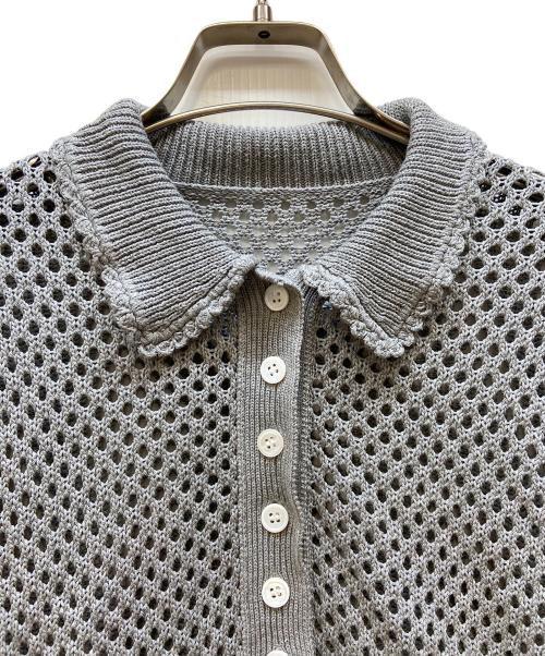 cygne（シーニュ）cygne (シーニュ) ネット編みポロニット グレー サイズ:FREEの古着・服飾アイテム