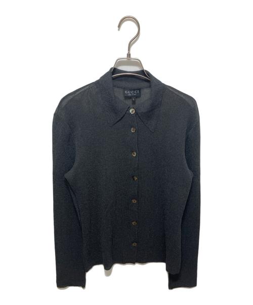 GUCCI（グッチ）GUCCI (グッチ) 衿付きシアーカーディガン グレー サイズ:Lの古着・服飾アイテム