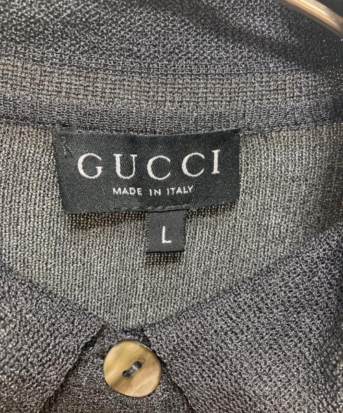 GUCCI（グッチ）GUCCI (グッチ) 衿付きシアーカーディガン グレー サイズ:Lの古着・服飾アイテム