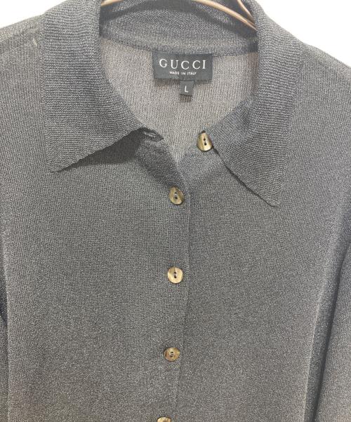 GUCCI（グッチ）GUCCI (グッチ) 衿付きシアーカーディガン グレー サイズ:Lの古着・服飾アイテム